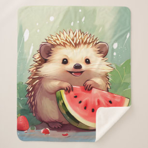 Hedgehog enjoying a piece of watermelon Sherpa Blanket