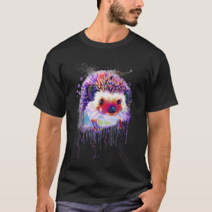 Hedgehog Face Hand Drawn Water Colour Splash Art C T-Shirt