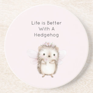 Hedgehog Fairy with Flowers Coaster