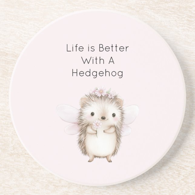 Hedgehog Fairy with Flowers Coaster (Front)