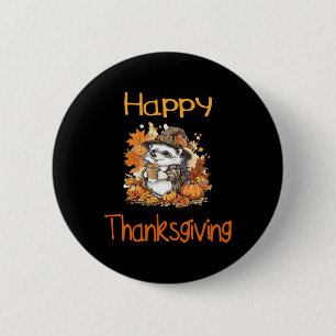 Hedgehog Fall Thanksgiving Happy Thanksgiving 6 Cm Round Badge