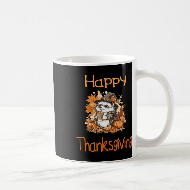Hedgehog Fall Thanksgiving Happy Thanksgiving  Coffee Mug (Right)