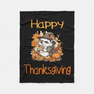 Hedgehog Fall Thanksgiving Happy Thanksgiving Fleece Blanket