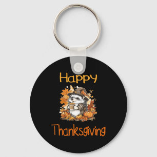 Hedgehog Fall Thanksgiving Happy Thanksgiving Key Ring