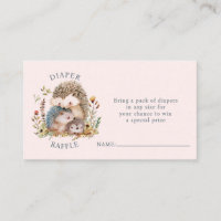 Hedgehog Family Baby Shower Pink Diaper Raffle