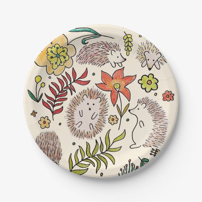 Hedgehog Field Paper Plate (Front)