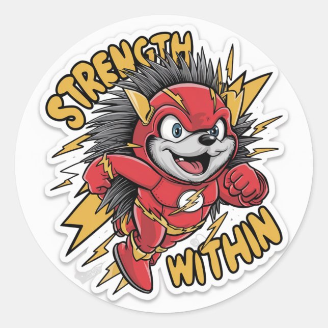Hedgehog Flash Sticker - Strength Within (Front)