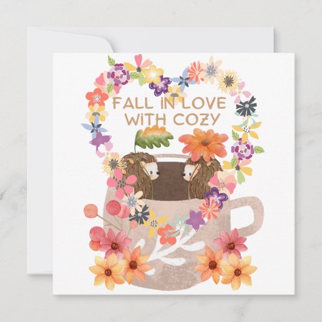 Hedgehog Flat Card Falling in Love (Front)
