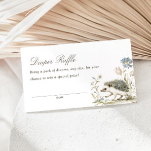 Hedgehog Floral Cottage Diaper Raffle Enclosure Card