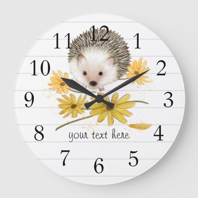 Hedgehog  Floral Wall Clock (Front)