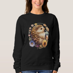 Hedgehog Flower Vintage Animals Wildlife Natural Sweatshirt