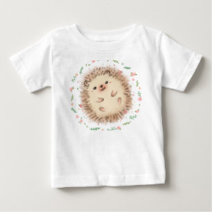 Hedgehog & Flowers Illustration Baby T-Shirt
