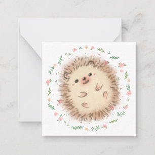Hedgehog & Flowers Illustration Card