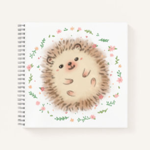 Hedgehog & Flowers Illustration Notebook