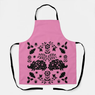 Hedgehog Folk Art Apron