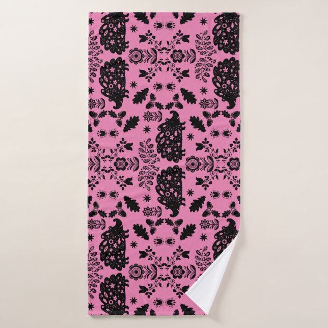 Hedgehog Folk Art Bath Towel (Bath Towel)