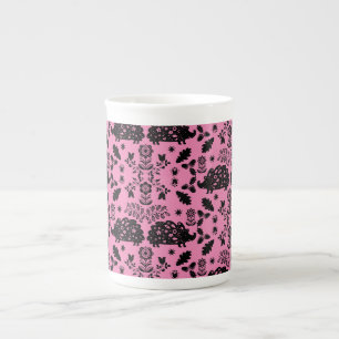 Hedgehog Folk Art Bone China Mug