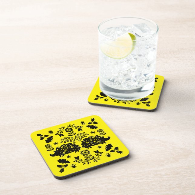 Hedgehog Folk Art Coaster (Right Side)