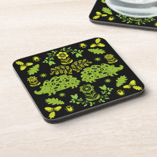 Hedgehog Folk Art Coaster