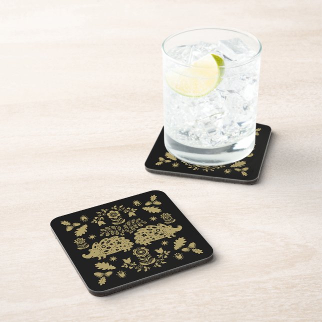 Hedgehog Folk Art Coaster (Right Side)