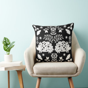 Hedgehog Folk Art Cushion