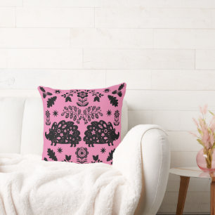 Hedgehog Folk Art Cushion