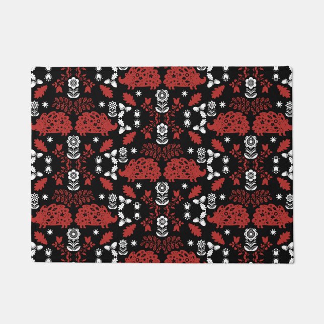 Hedgehog Folk Art Doormat (Front)