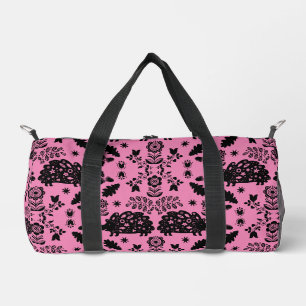 Hedgehog Folk Art Duffle Bag