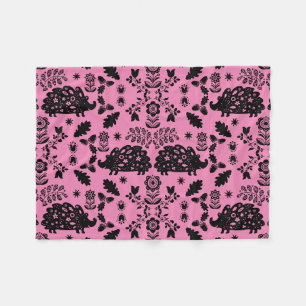 Hedgehog Folk Art Fleece Blanket
