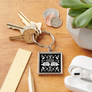 Hedgehog Folk Art Key Ring
