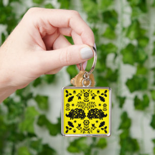 Hedgehog Folk Art Key Ring