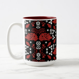 Hedgehog Folk Art Two-Tone Coffee Mug