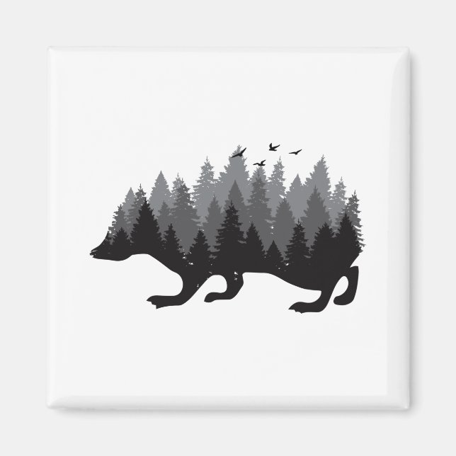Hedgehog Forest Grey Colour Design Magnet (Front)