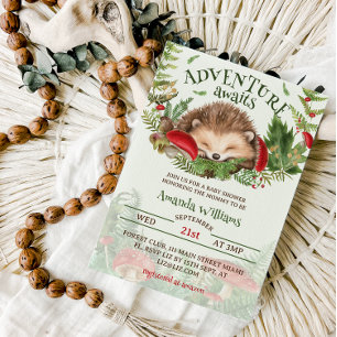Hedgehog Forest Woodland Baby Shower Invitation