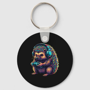 Hedgehog Gaming Animal Video Games Funny Hedgehog Key Ring