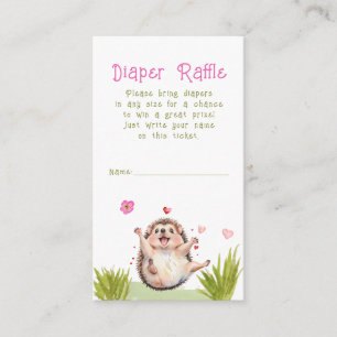 Hedgehog Garden Party Baby Shower Diaper Raffle Enclosure Card