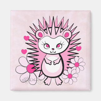 Hedgehog Girly Cute Pink Magnet
