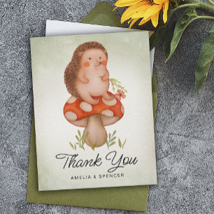 Hedgehog  Green Baby Shower Thank You Card