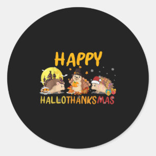 Hedgehog Happy Fall Autumn Christmas Halloween Tha Classic Round Sticker