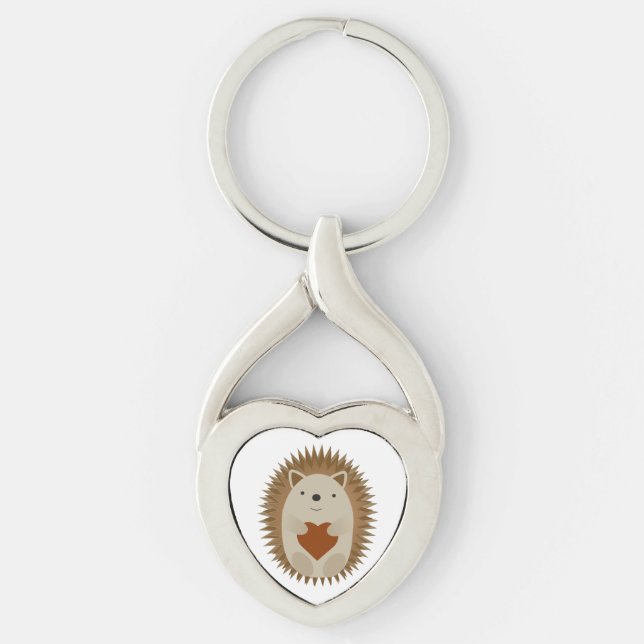 Hedgehog Heart Key Ring (Front)