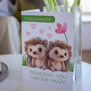 Hedgehog Hugs personalised Valentines Holiday Card