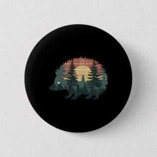 Hedgehog Hunting Hiking Outdoor Camping Forest Men 6 Cm Round Badge