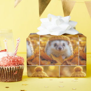 Hedgehog In Autumn Leaves Wrapping Paper
