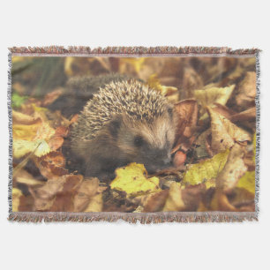 Hedgehog In Autumn Throw Blanket
