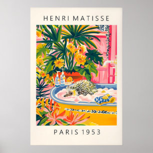 Hedgehog in Bathtub Art Print Matisse Style