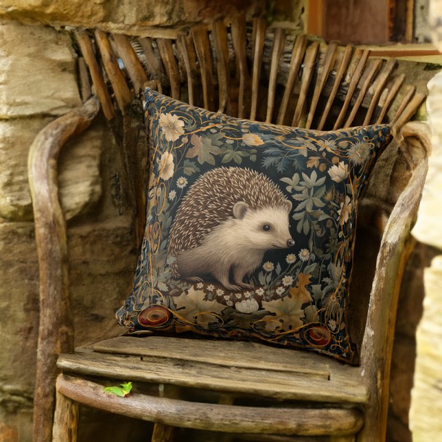 Hedgehog in the Forest William Morris style Cushion (Creator Uploaded)