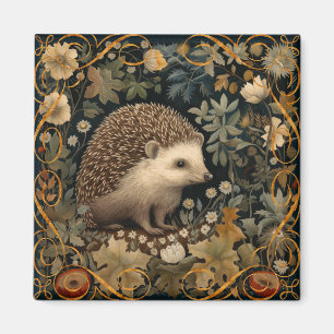 Hedgehog in the Forest William Morris style Magnet