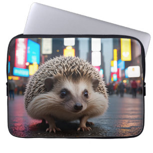 Hedgehog in Times Square Laptop Sleeve