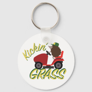 Hedgehog Kickin' Grass Key Ring