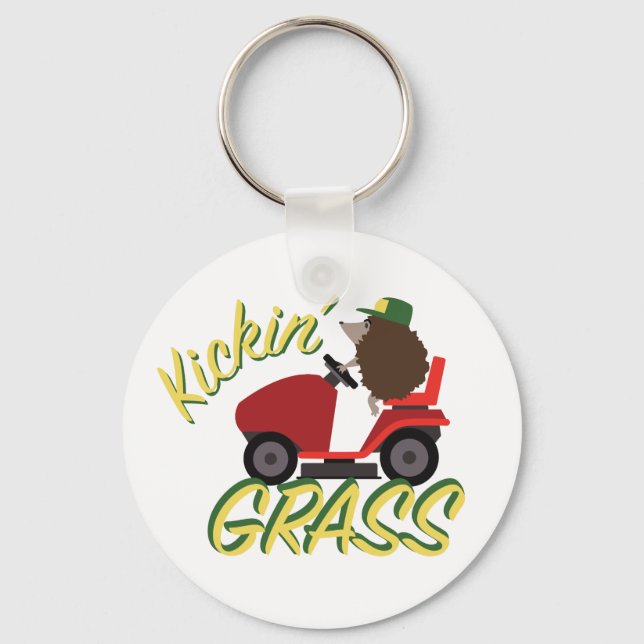 Hedgehog Kickin' Grass Key Ring (Front)